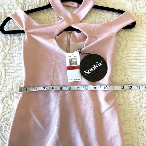 NWT NOOKIE designer blush bodycon form fitting dress - Hollywood midi - Picture 7 of 8